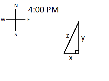 Related rates triangle labeled for transition to Pythagorean Theorem.